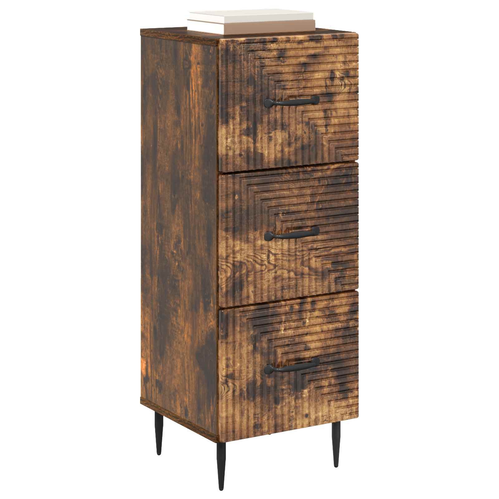 vidaXL Drawer Cabinet Smoked Oak 33 x 34.5 x 89.5 cm Engineered Wood 3