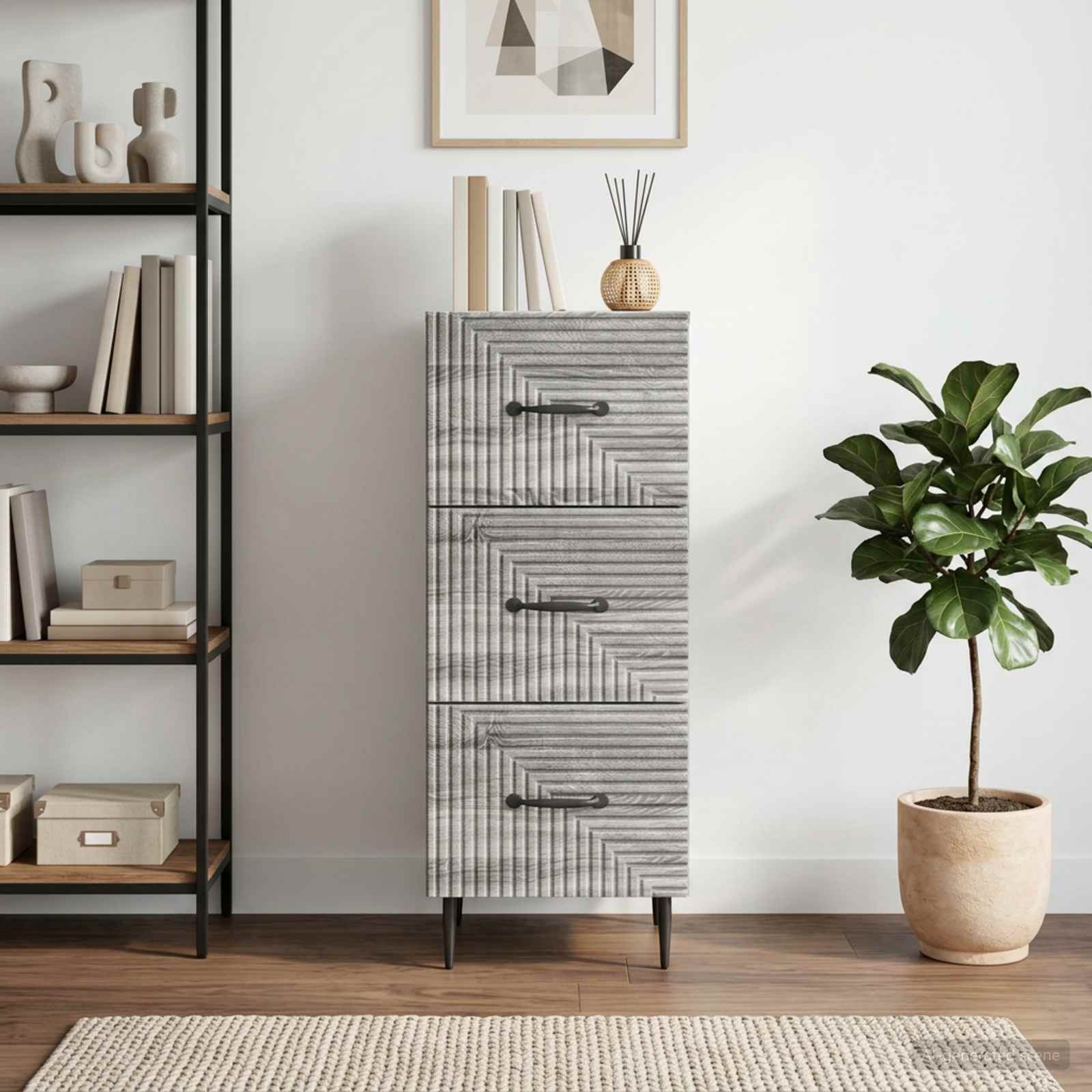 vidaXL Drawer Cabinet Grey Sonoma 33 x 34.5 x 89.5 cm Engineered Wood 1