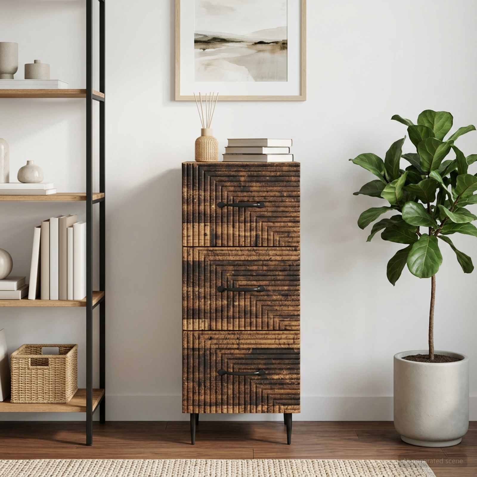 vidaXL Drawer Cabinet Old Wood 33 x 34.5 x 89.5 cm Engineered Wood 1