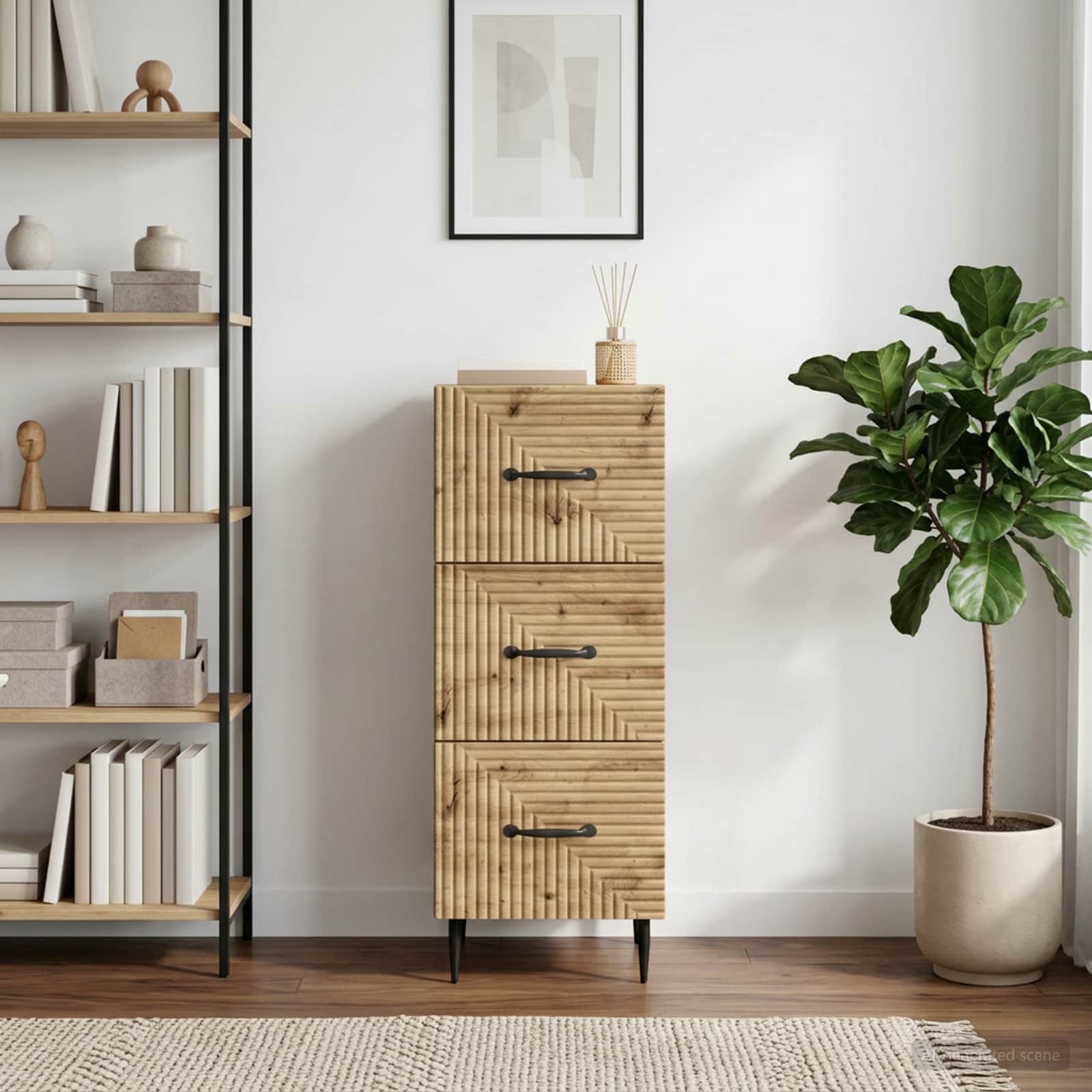 vidaXL Drawer Cabinet 33 x 34.5 x 89.5 cm Engineered Wood Artisan Oak 4