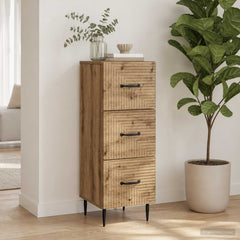 vidaXL Drawer Cabinet 33 x 34.5 x 89.5 cm Engineered Wood Artisan Oak 1