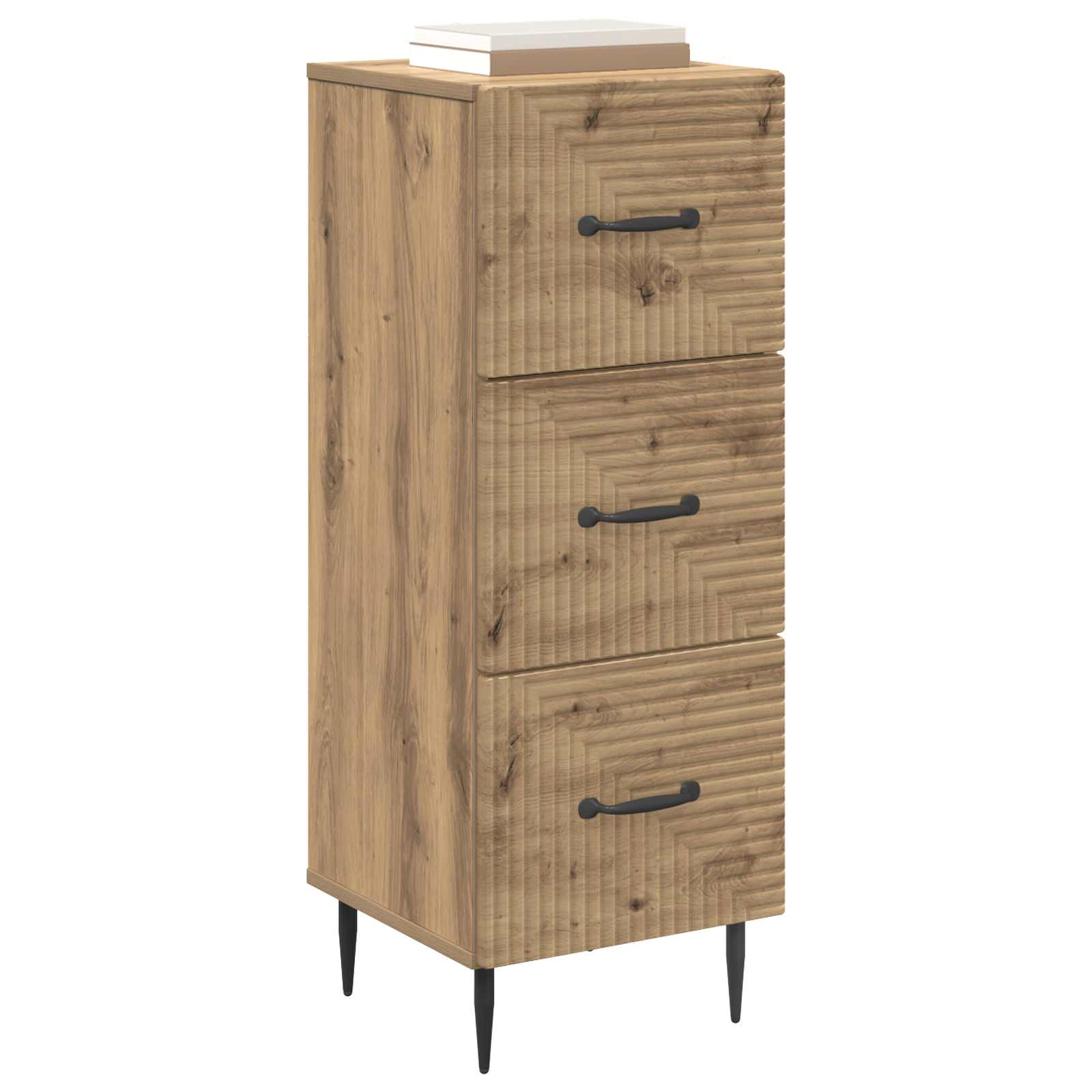 vidaXL Drawer Cabinet 33 x 34.5 x 89.5 cm Engineered Wood Artisan Oak 3