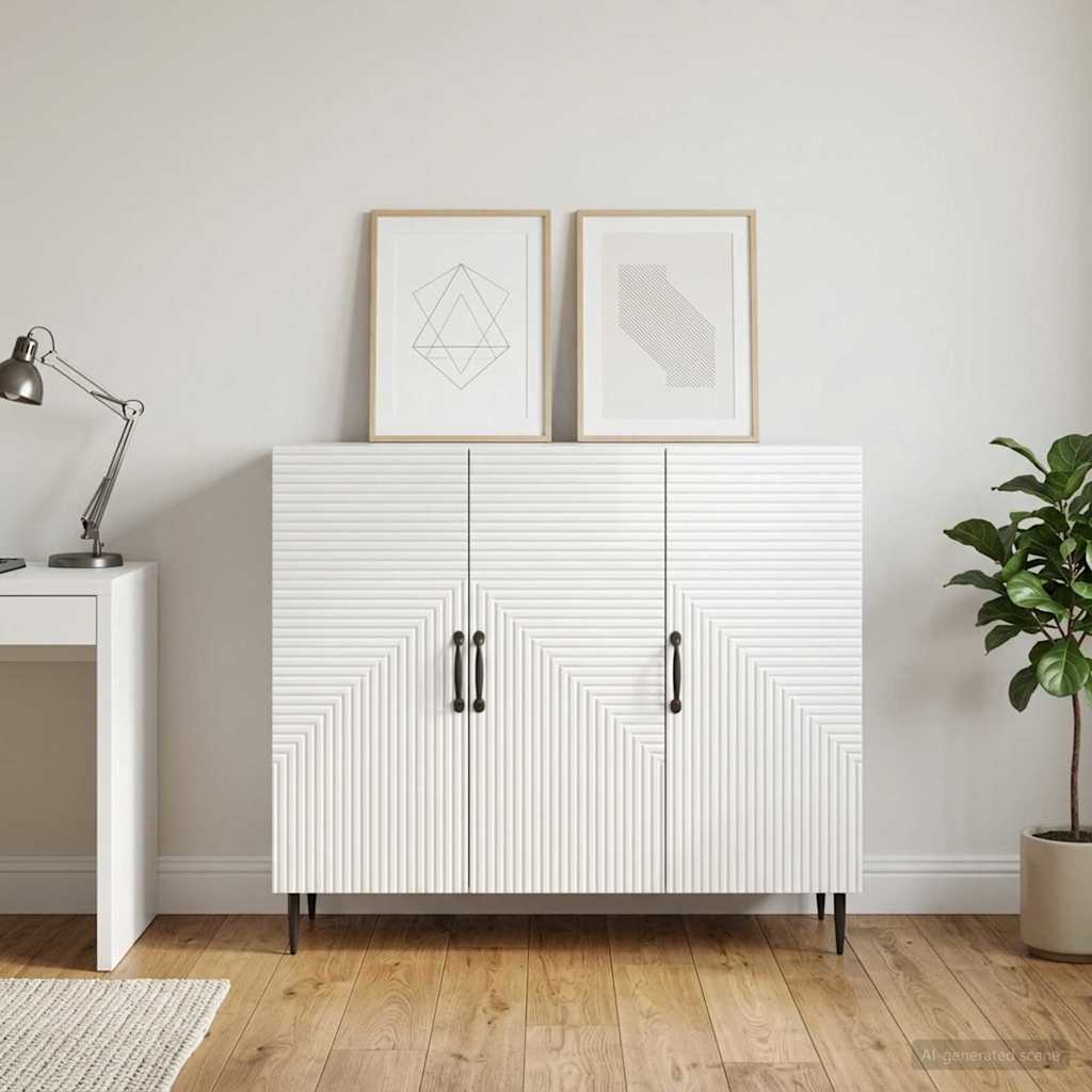Sideboard 89 x 34.5 x 80 cm Engineered Wood High gloss white