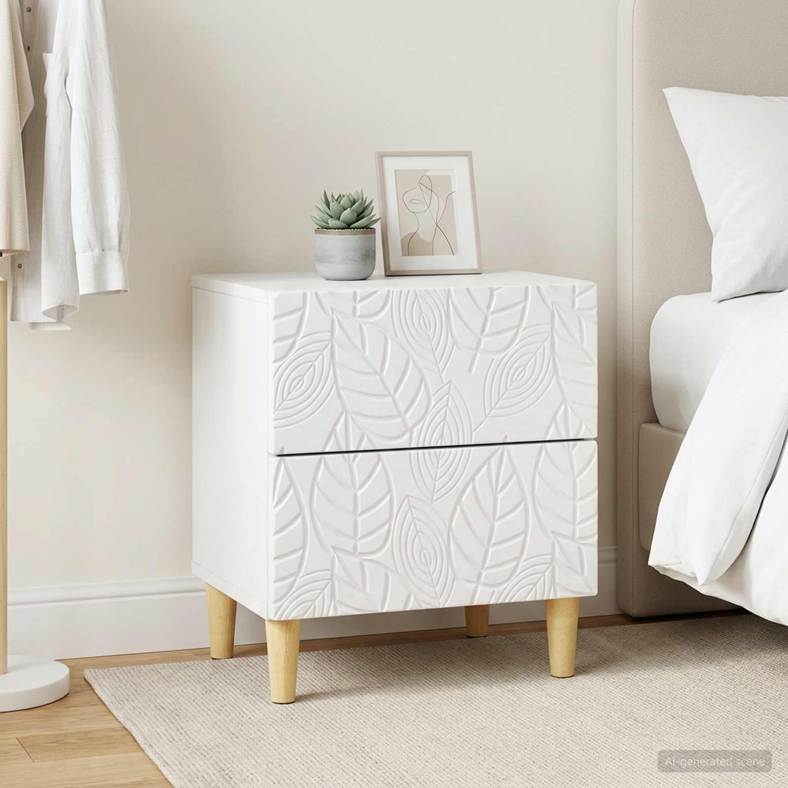 vidaXL Bedside Table 2 pcs White 43 x 34.5 x 48 cm Engineered Wood 3
