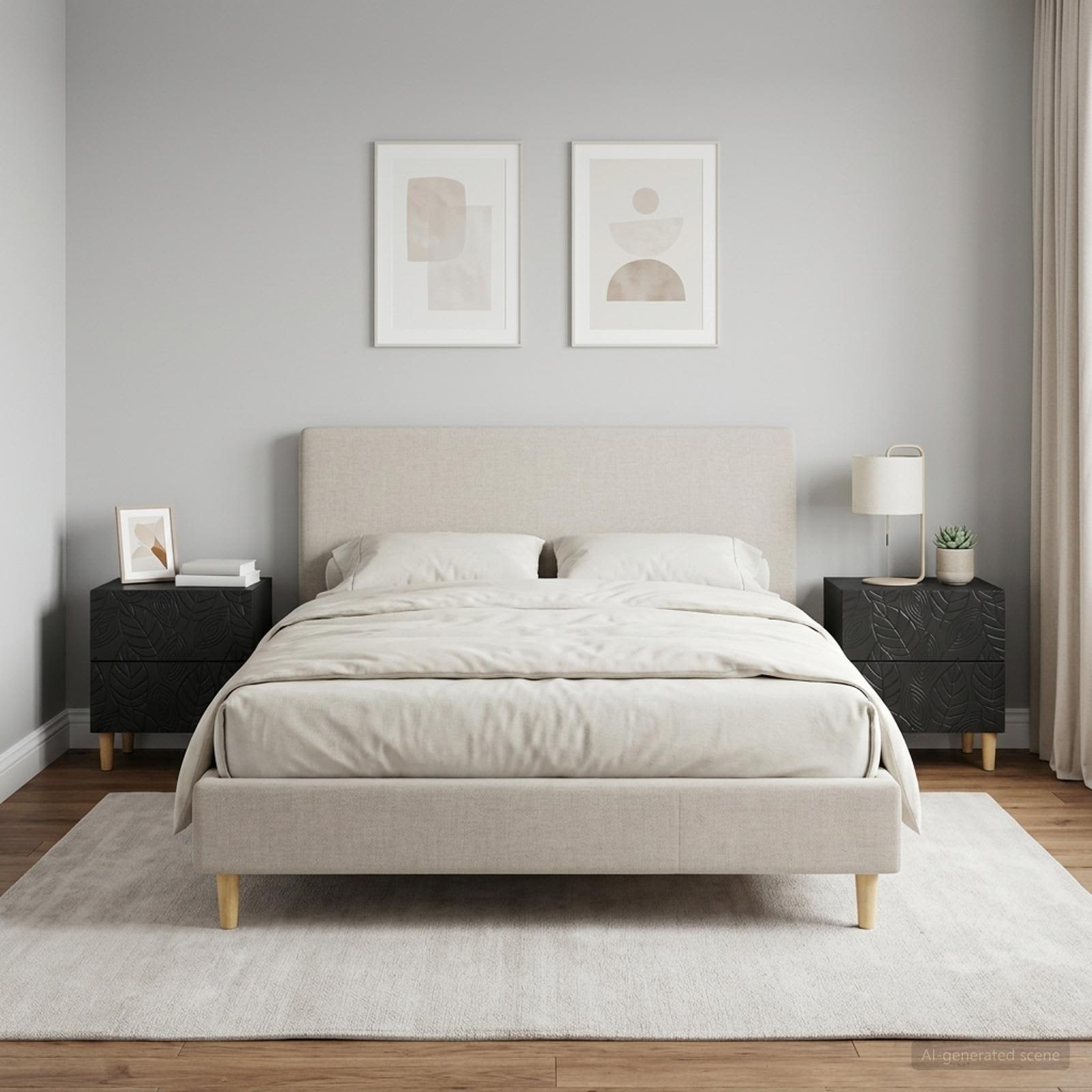 vidaXL Bedside Table 2 pcs Black 43 x 34.5 x 48 cm Engineered Wood 1