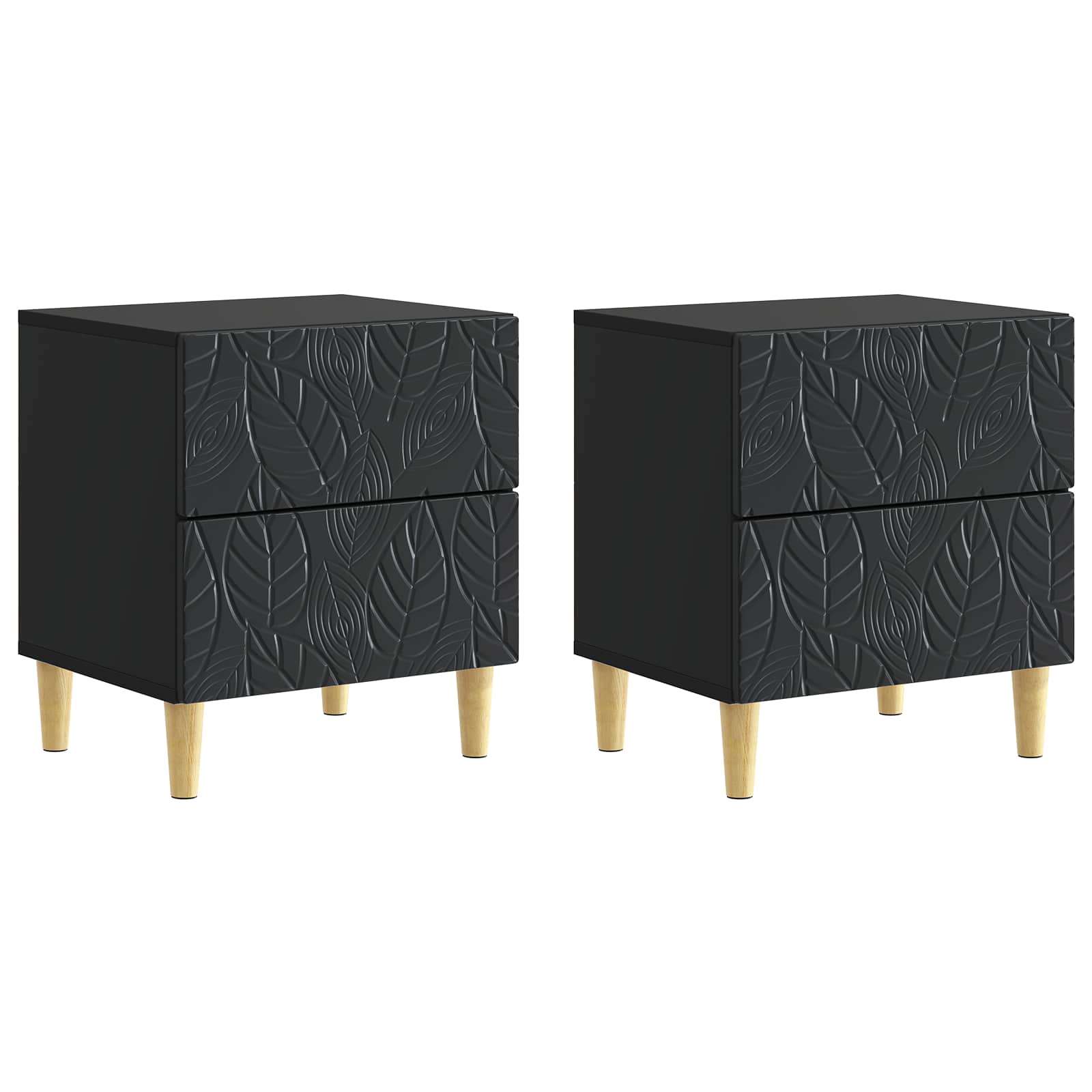 vidaXL Bedside Table 2 pcs Black 43 x 34.5 x 48 cm Engineered Wood 2