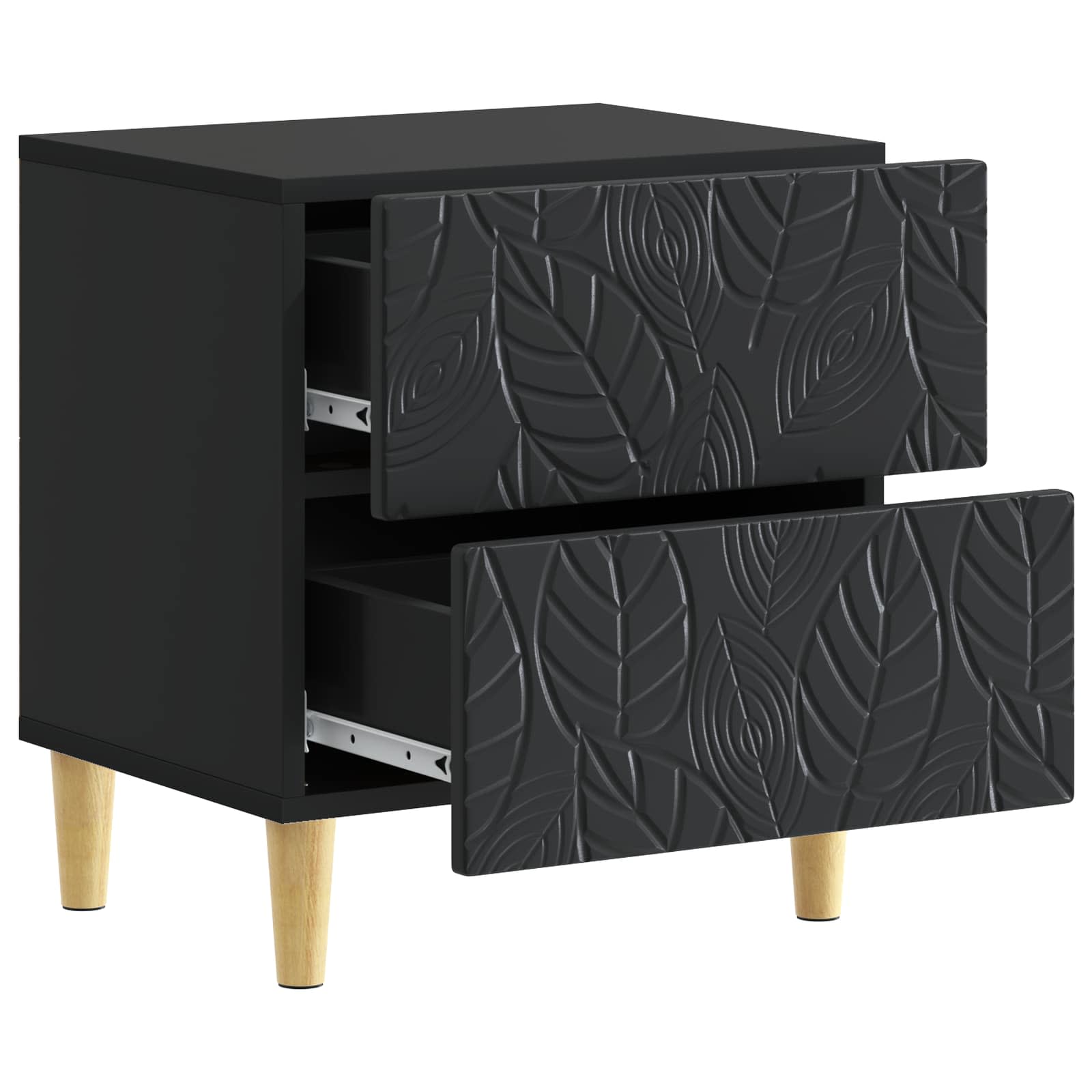 vidaXL Bedside Table 2 pcs Black 43 x 34.5 x 48 cm Engineered Wood 5