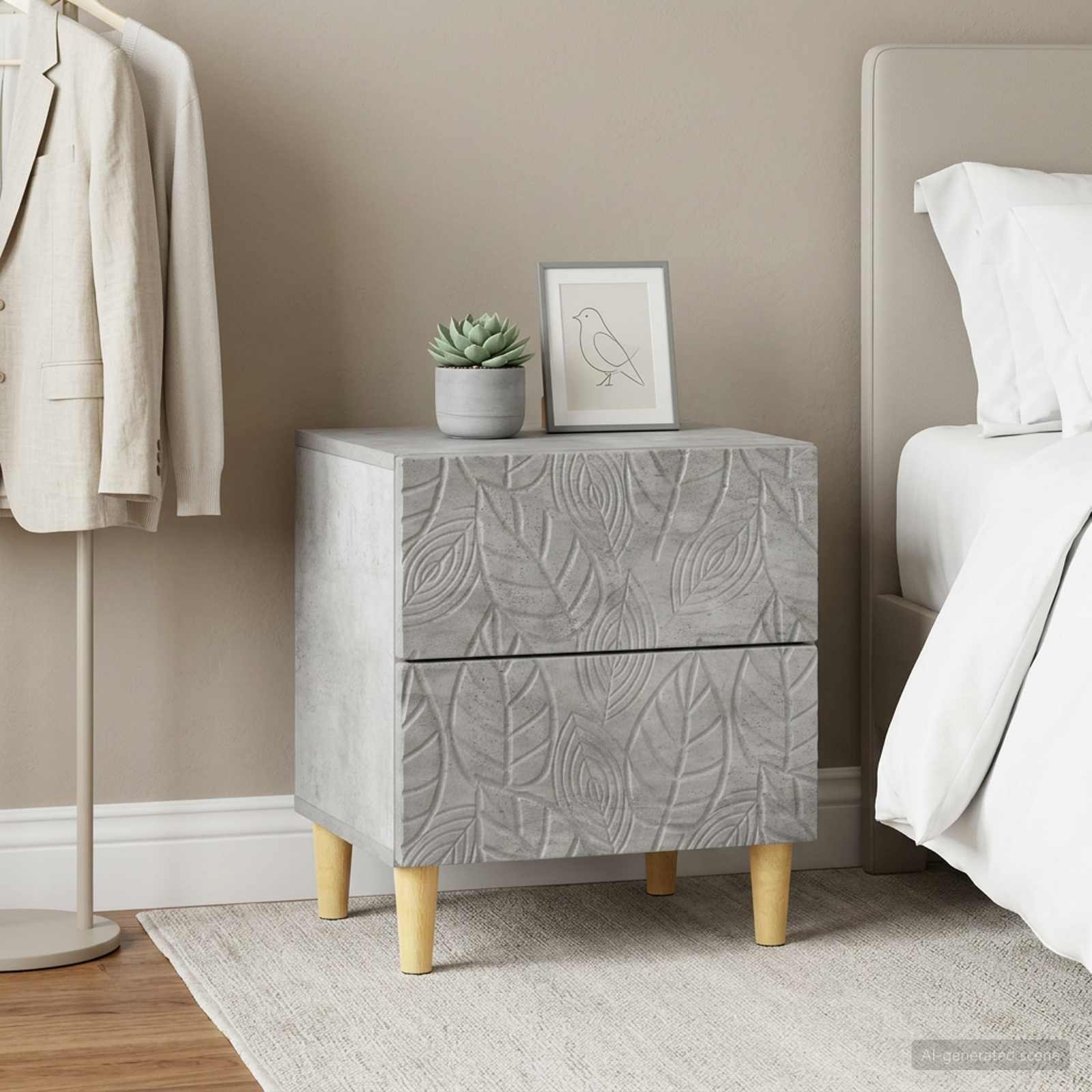 vidaXL Bedside Table 2 pcs Concrete Grey 43 x 34.5 x 48 cm 1