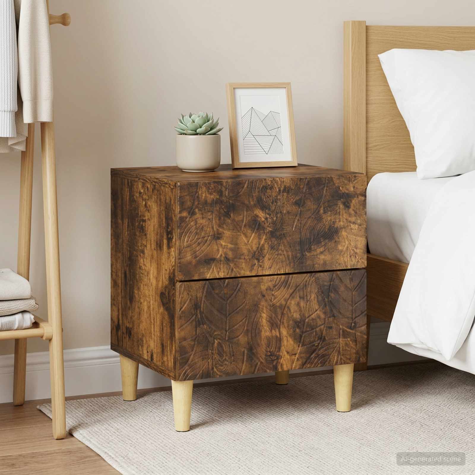 vidaXL Bedside Table 2 pcs Smoked Oak 43 x 34.5 x 48 cm 1