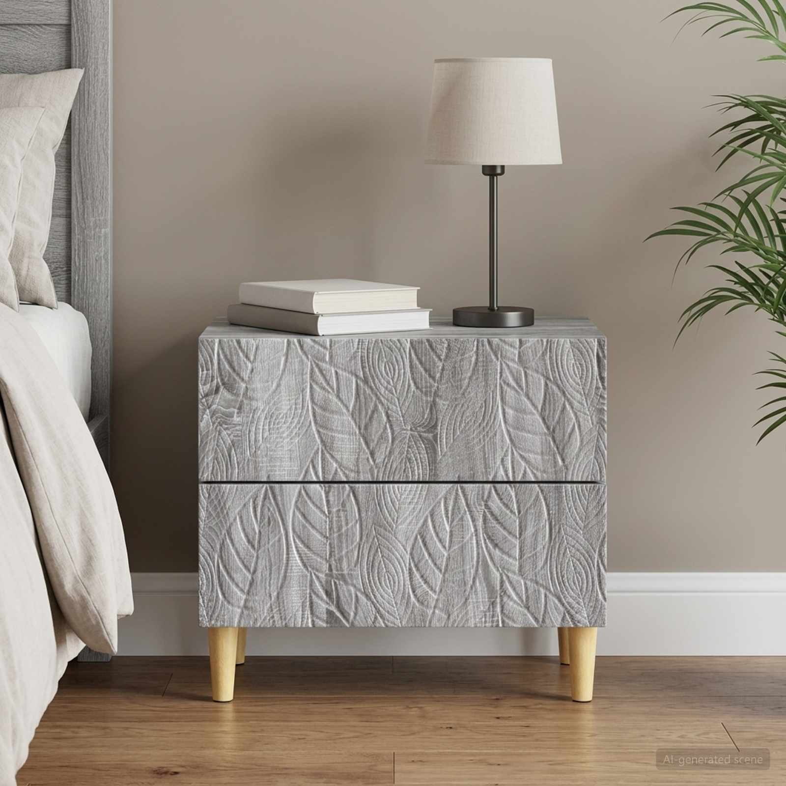 vidaXL Bedside Table Grey Sonoma 62 x 34.5 x 48 cm Engineered Wood 1