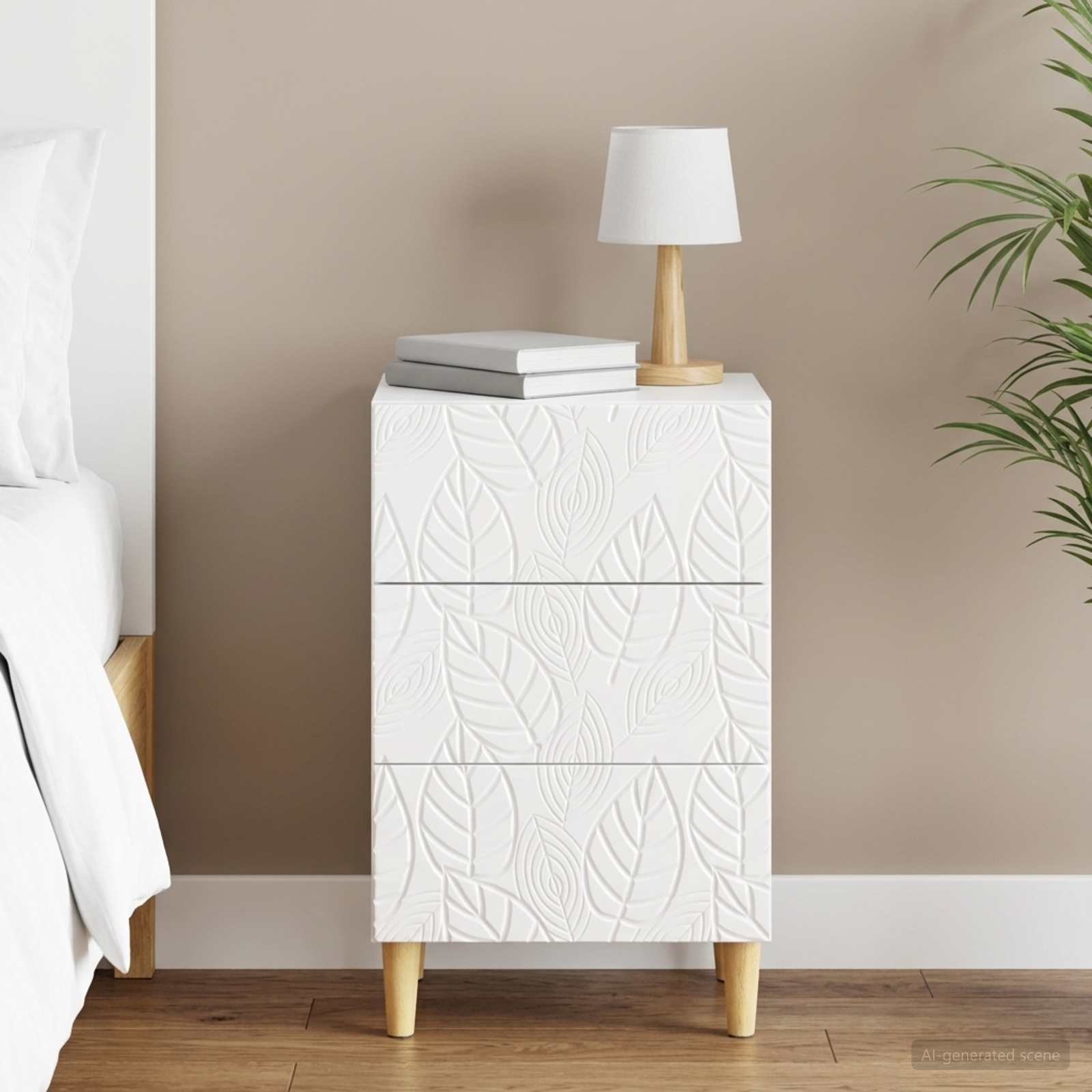 vidaXL Bedside Table High Gloss White 43 x 39.5 x 66.5 cm 1