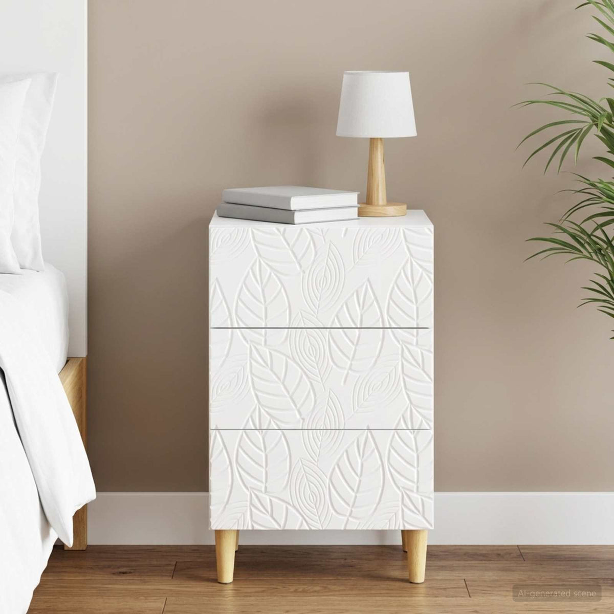 Bedside Table 43 x 41 x 66.5 cm Engineered Wood High gloss white