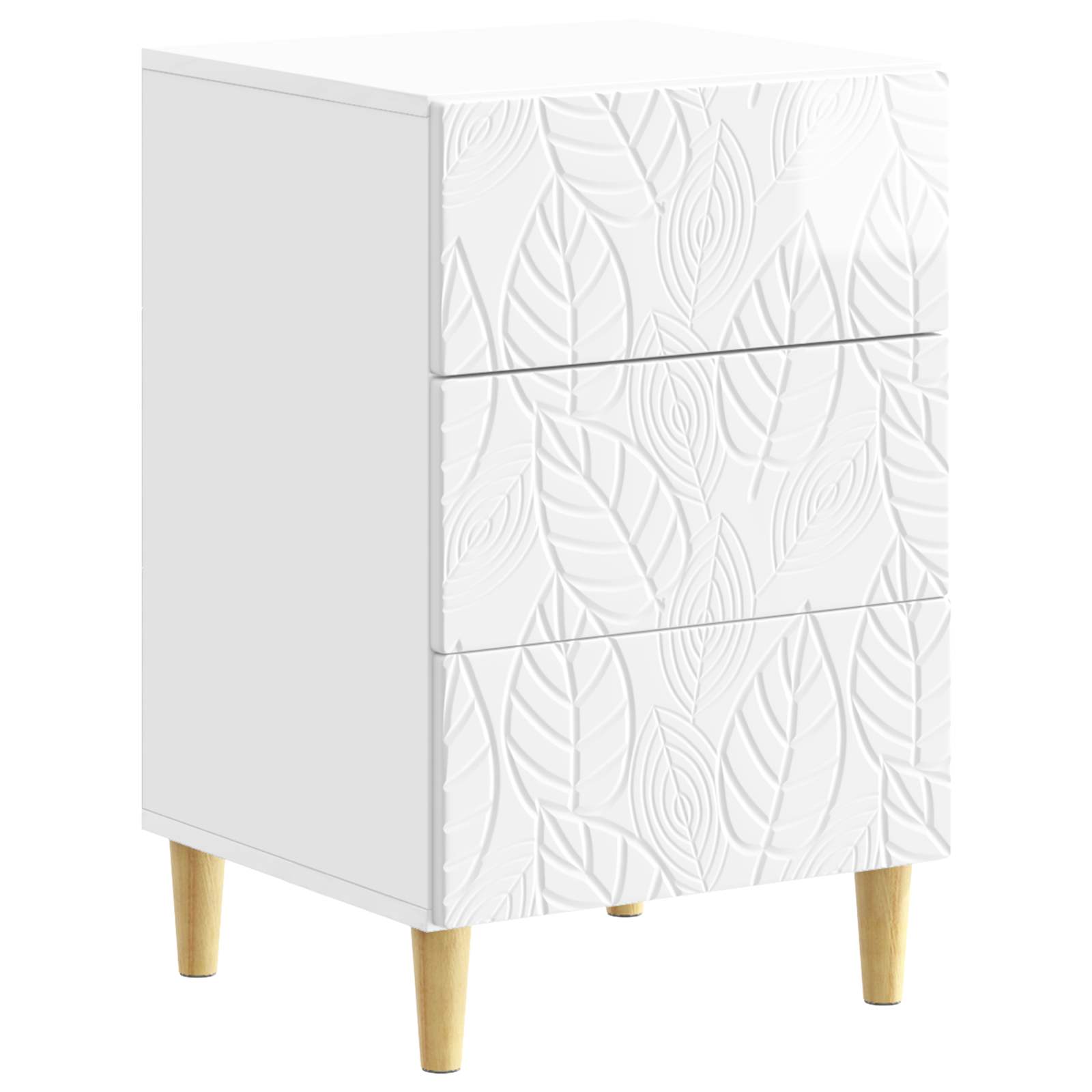vidaXL Bedside Table High Gloss White 43 x 39.5 x 66.5 cm 2