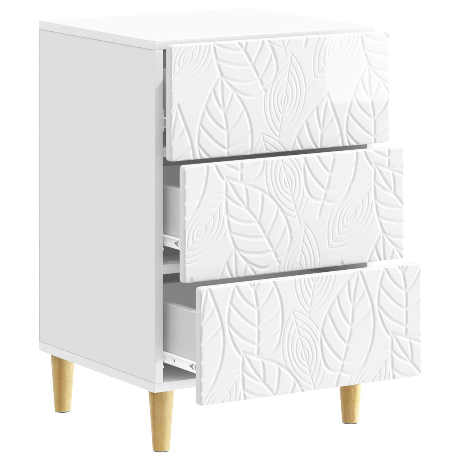 vidaXL Bedside Table High Gloss White 43 x 39.5 x 66.5 cm 3