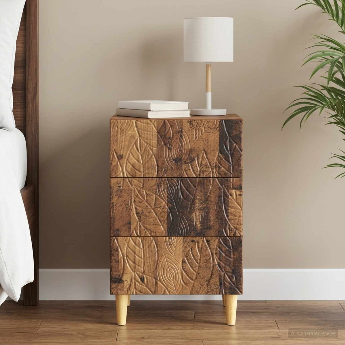 Bedside Table 43 x 41 x 66.5 cm Engineered Wood Old wood