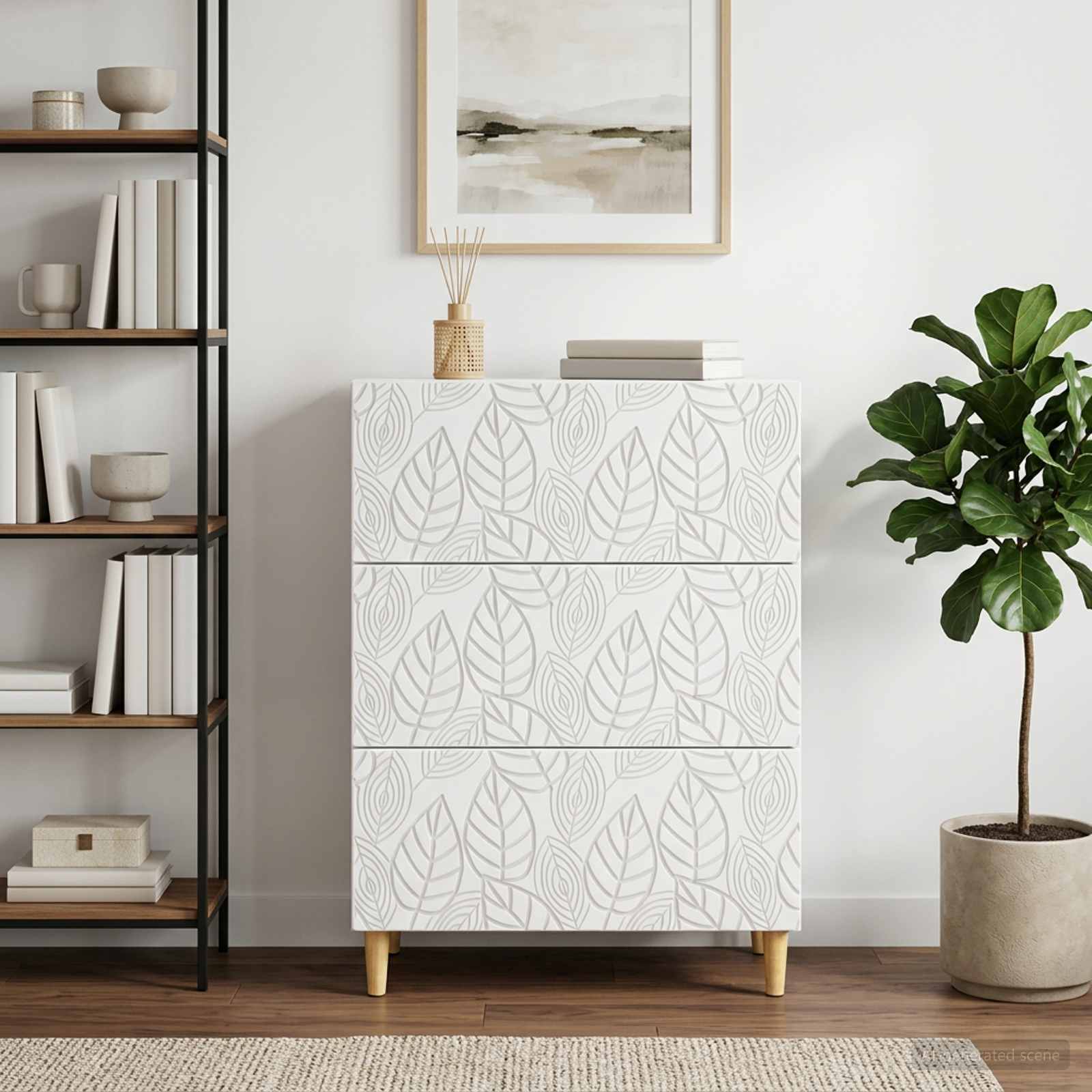 vidaXL Drawer Cabinet White 66 x 34.5 x 90 cm Engineered Wood 3