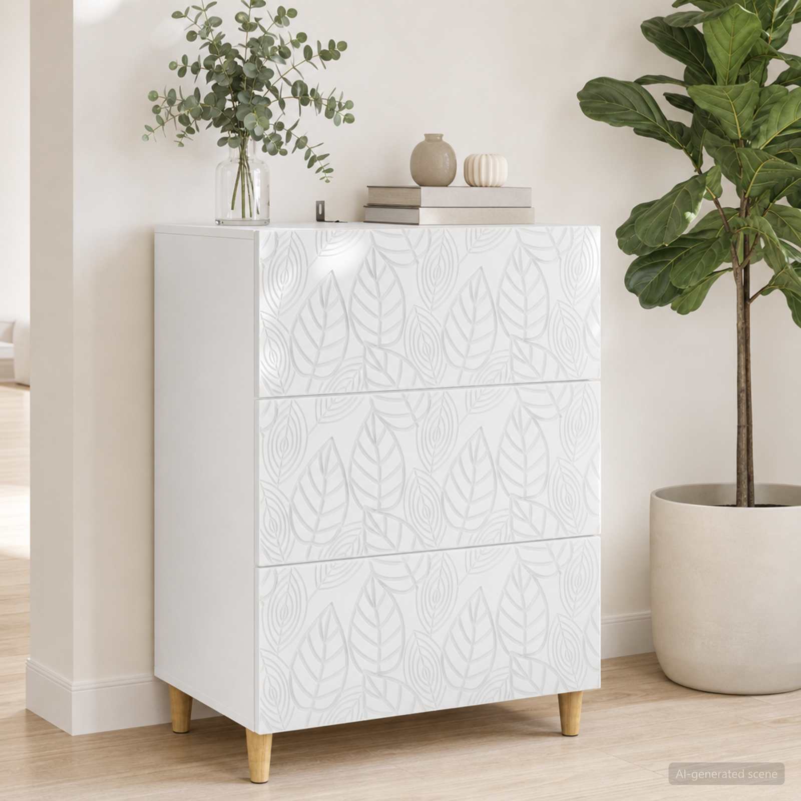 vidaXL Drawer Cabinet White 66 x 34.5 x 90 cm Engineered Wood 1