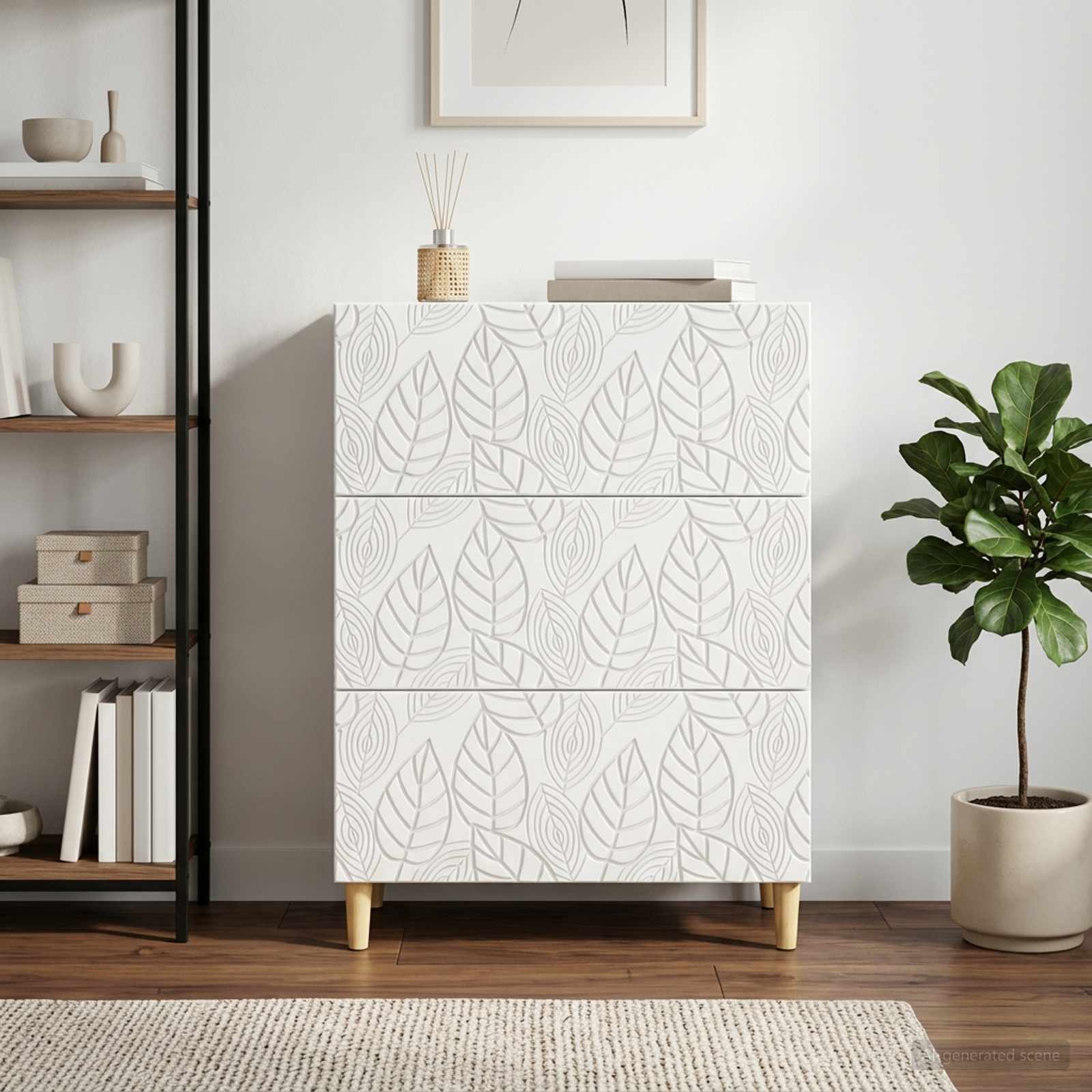 vidaXL Drawer Cabinet High Gloss White 66 x 34.5 x 90 cm 3
