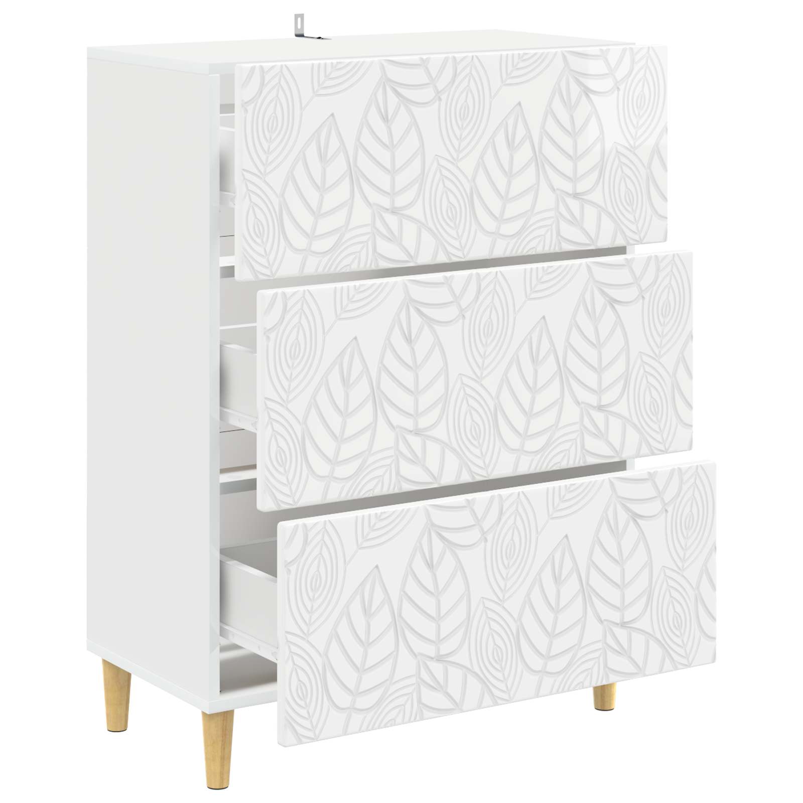 vidaXL Drawer Cabinet High Gloss White 66 x 34.5 x 90 cm 4