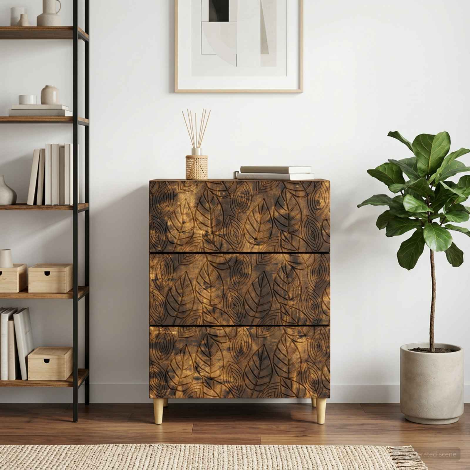 vidaXL Drawer Cabinet Smoked Oak 66 x 34.5 x 90 cm Engineered Wood 1