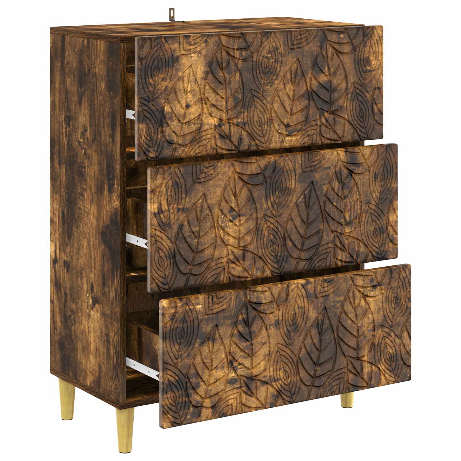 vidaXL Drawer Cabinet Smoked Oak 66 x 34.5 x 90 cm Engineered Wood 4