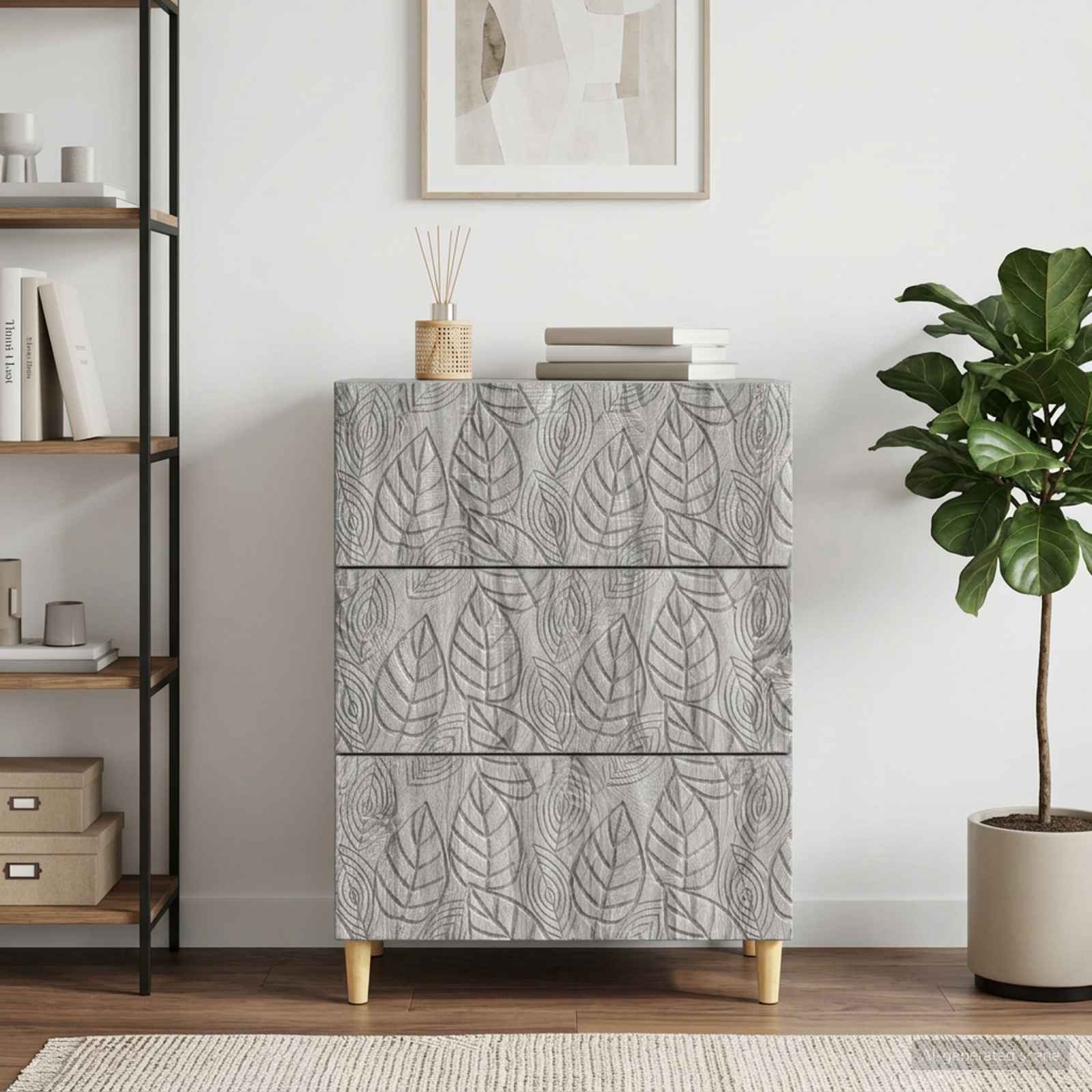 vidaXL Drawer Cabinet Grey Sonoma 66 x 34.5 x 90 cm Engineered Wood 3