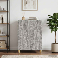 vidaXL Drawer Cabinet Grey Sonoma 66 x 34.5 x 90 cm Engineered Wood 3