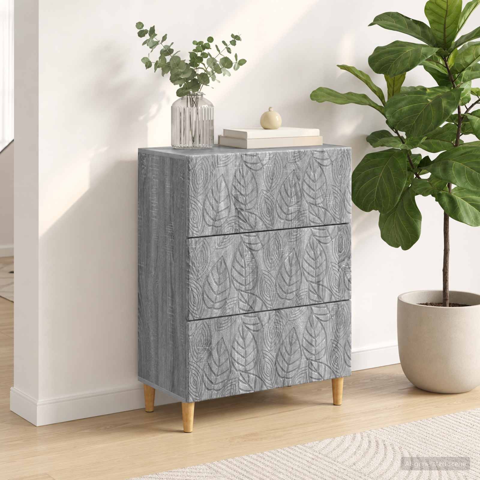 vidaXL Drawer Cabinet Grey Sonoma 66 x 34.5 x 90 cm Engineered Wood 1