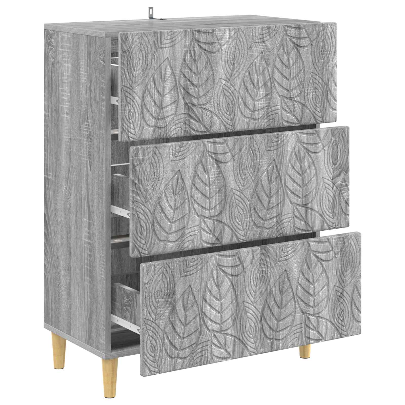 vidaXL Drawer Cabinet Grey Sonoma 66 x 34.5 x 90 cm Engineered Wood 4