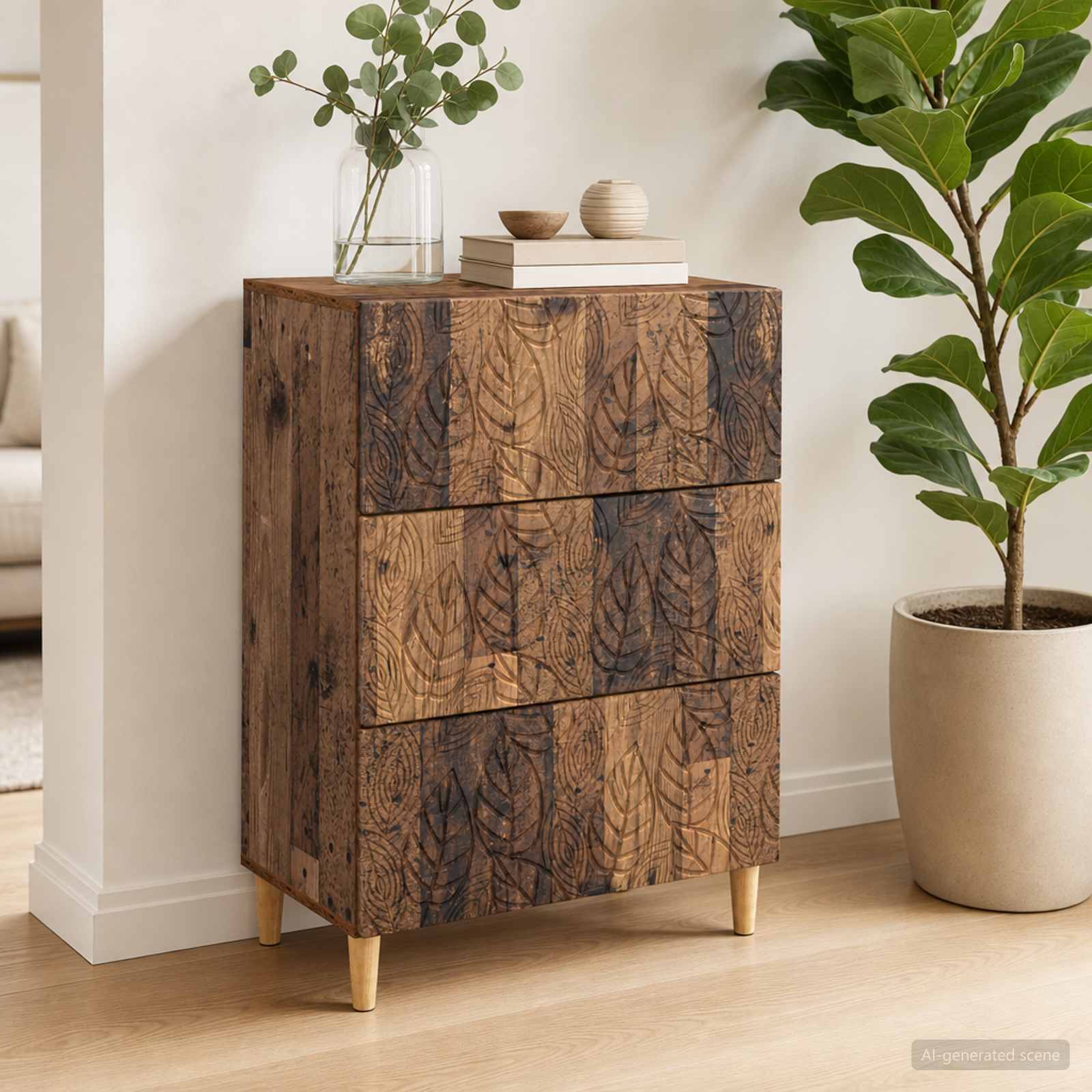 vidaXL Drawer Cabinet Old Wood 66 x 34.5 x 90 cm Engineered Wood 3