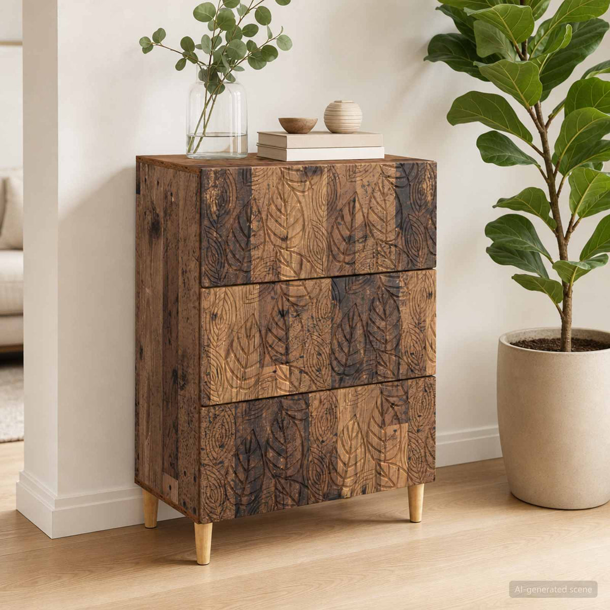 Drawer Cabinet 66 x 34.5 x 90 cm Engineered Wood Old wood