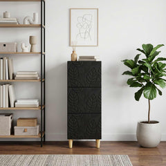 vidaXL Drawer Cabinet Black 33 x 34.5 x 90 cm Engineered Wood 3