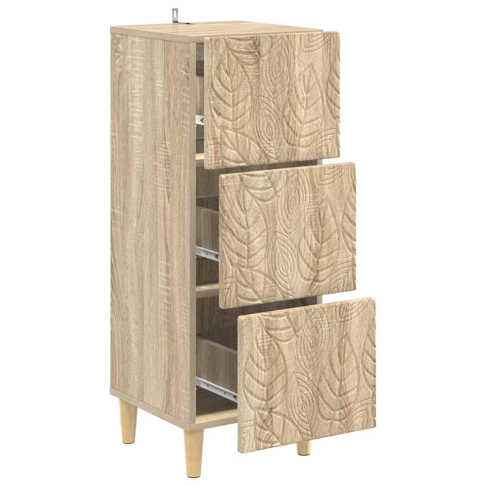 vidaXL Drawer Cabinet Sonoma Oak 33 x 34.5 x 90 cm Engineered Wood 4