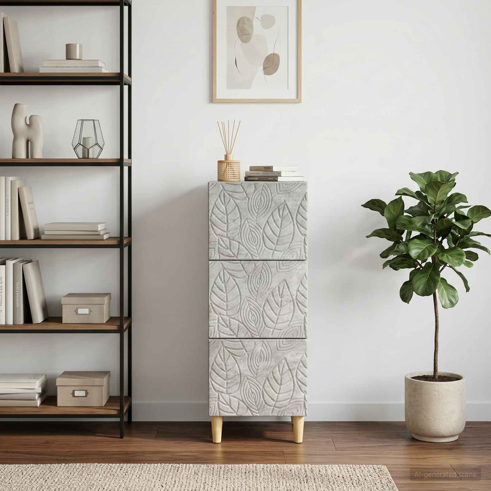 vidaXL Drawer Cabinet Concrete Grey 33 x 34.5 x 90 cm Engineered Wood 1