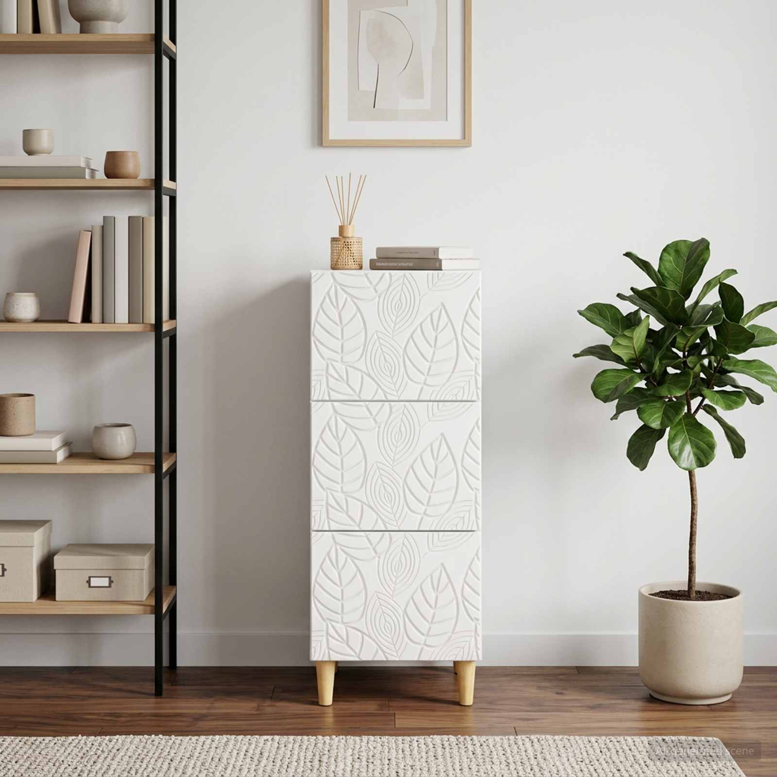vidaXL Drawer Cabinet High Gloss White 33 x 34.5 x 90 cm 3