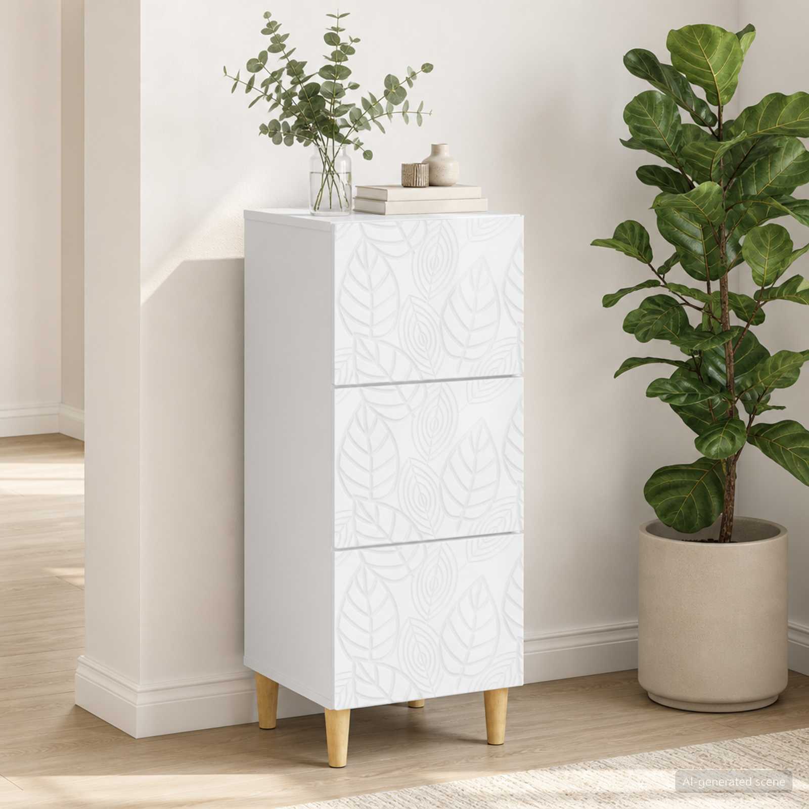 vidaXL Drawer Cabinet High Gloss White 33 x 34.5 x 90 cm 1