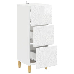vidaXL Drawer Cabinet High Gloss White 33 x 34.5 x 90 cm 4