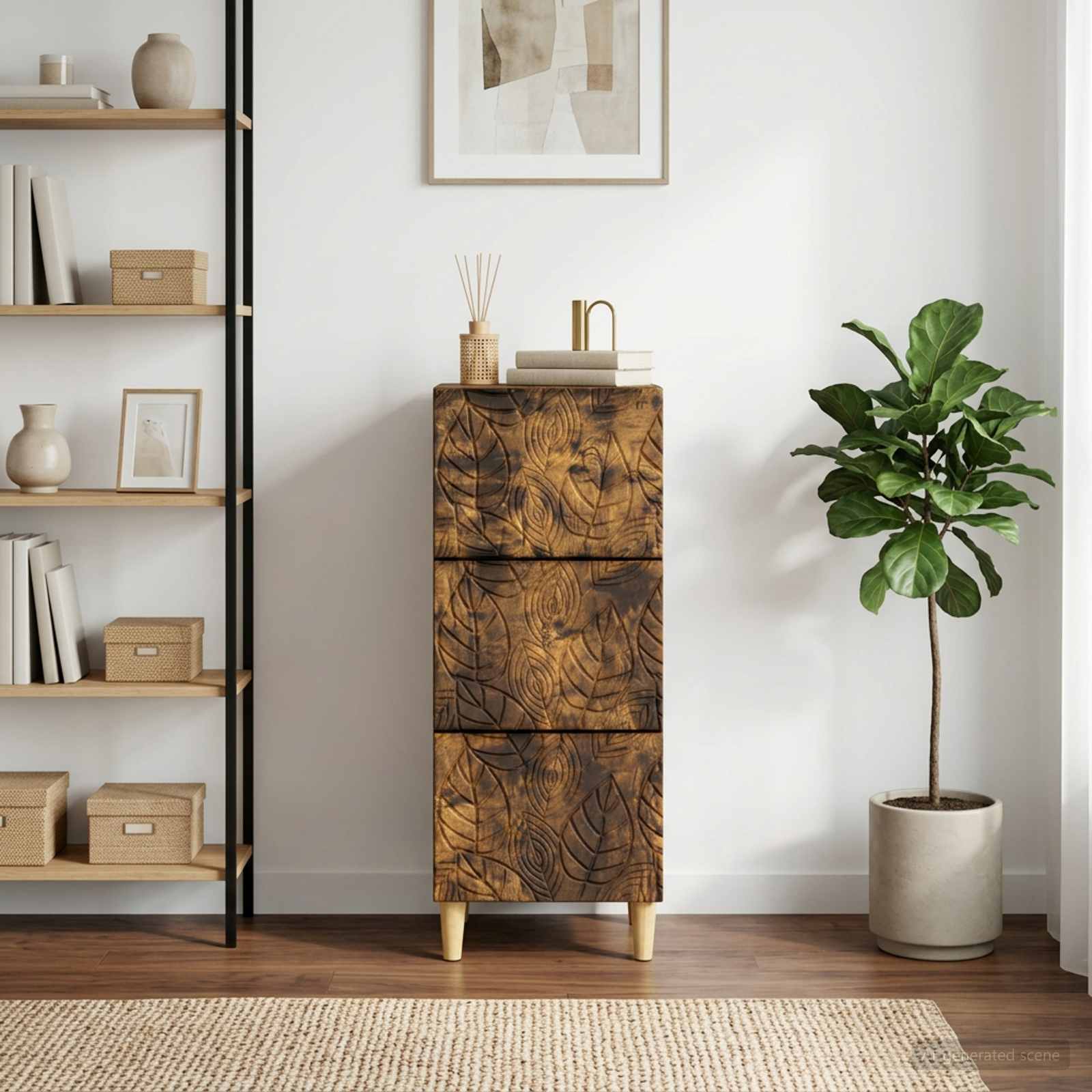 vidaXL Drawer Cabinet Smoked Oak 33 x 34.5 x 90 cm Engineered Wood 3
