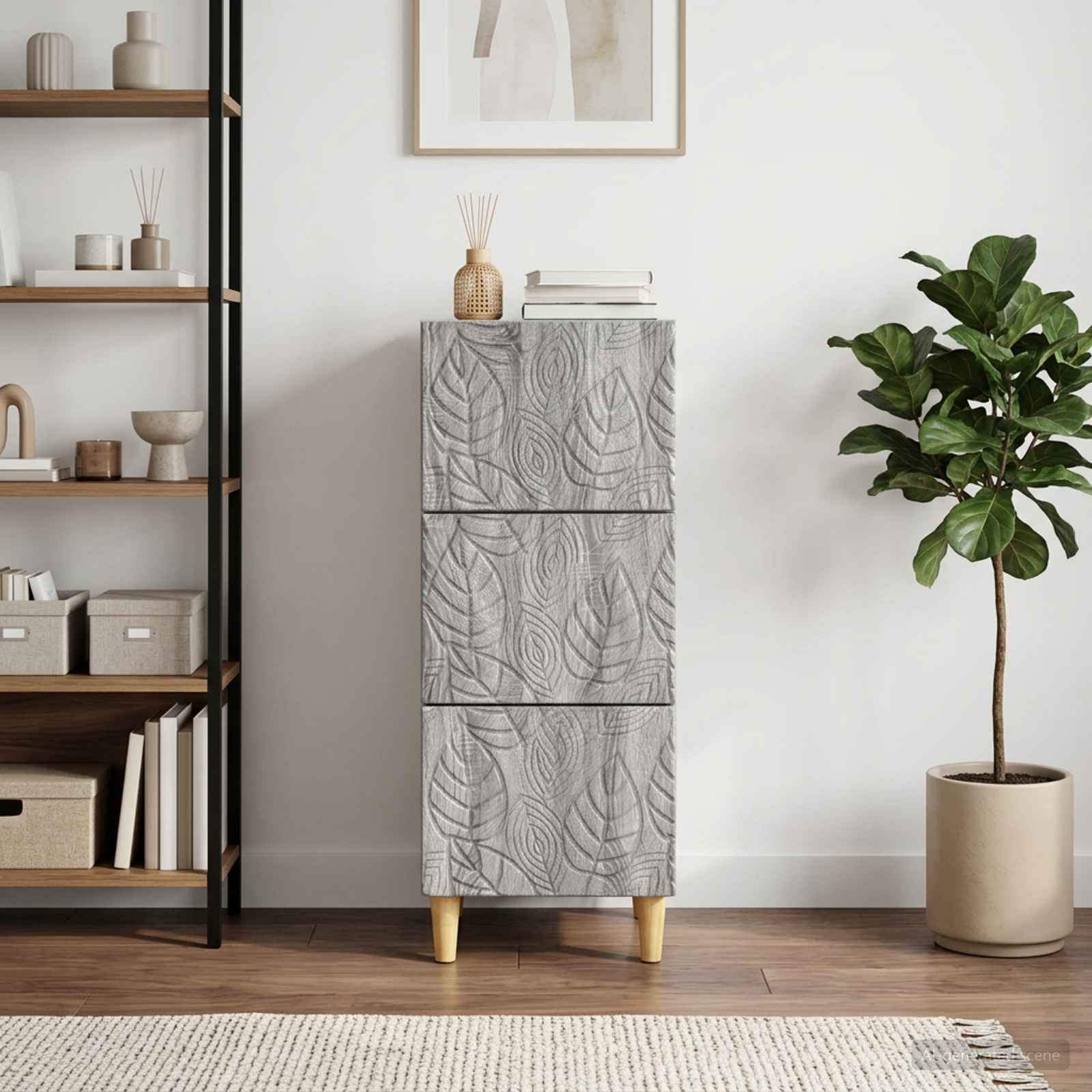 vidaXL Drawer Cabinet Grey Sonoma 33 x 34.5 x 90 cm Engineered Wood 3