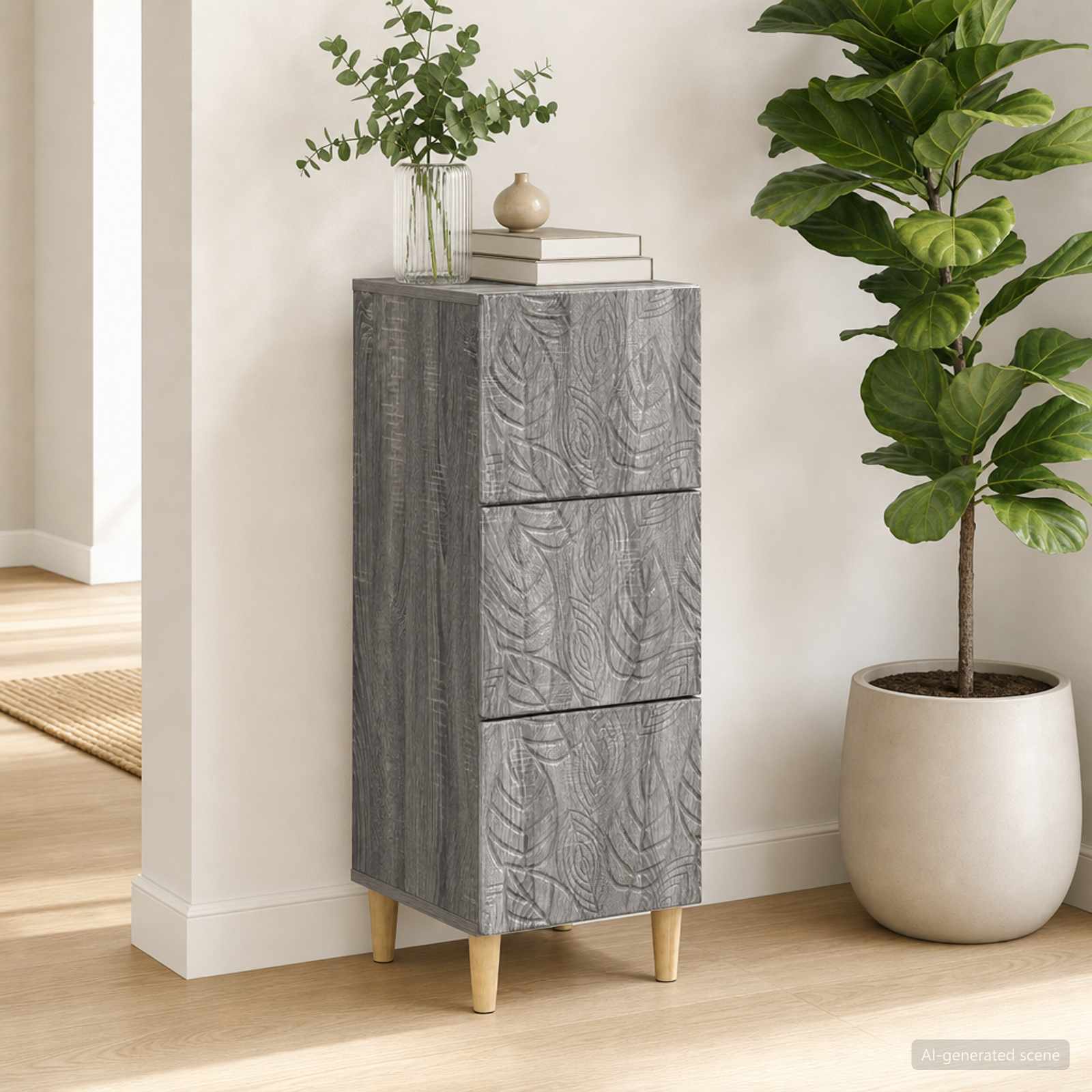 vidaXL Drawer Cabinet Grey Sonoma 33 x 34.5 x 90 cm Engineered Wood 1