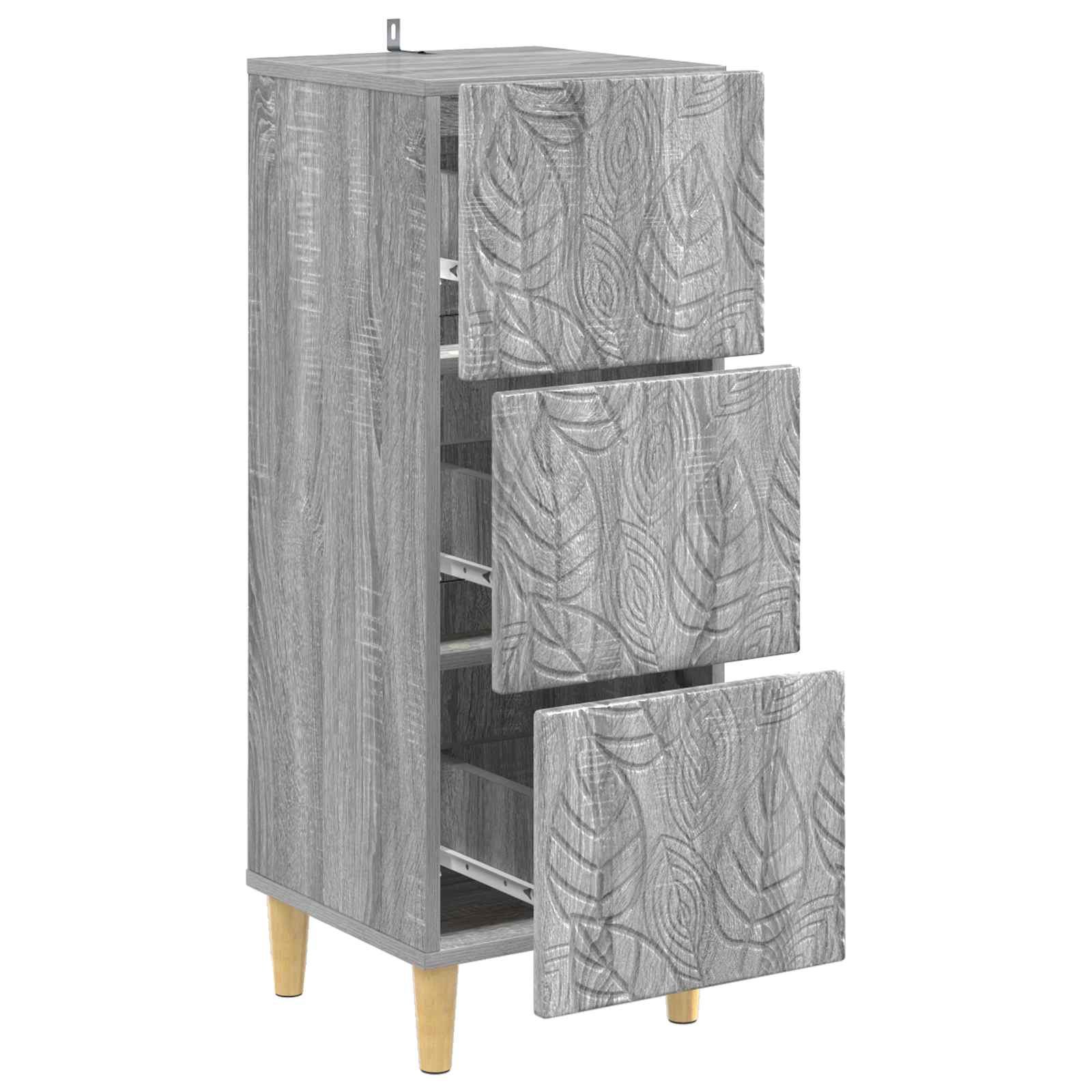 vidaXL Drawer Cabinet Grey Sonoma 33 x 34.5 x 90 cm Engineered Wood 4