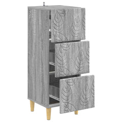 vidaXL Drawer Cabinet Grey Sonoma 33 x 34.5 x 90 cm Engineered Wood 4