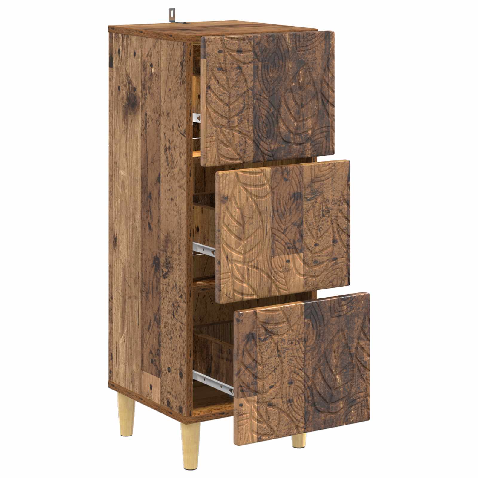 vidaXL Drawer Cabinet Old Wood 33 x 34.5 x 90 cm Engineered Wood 4