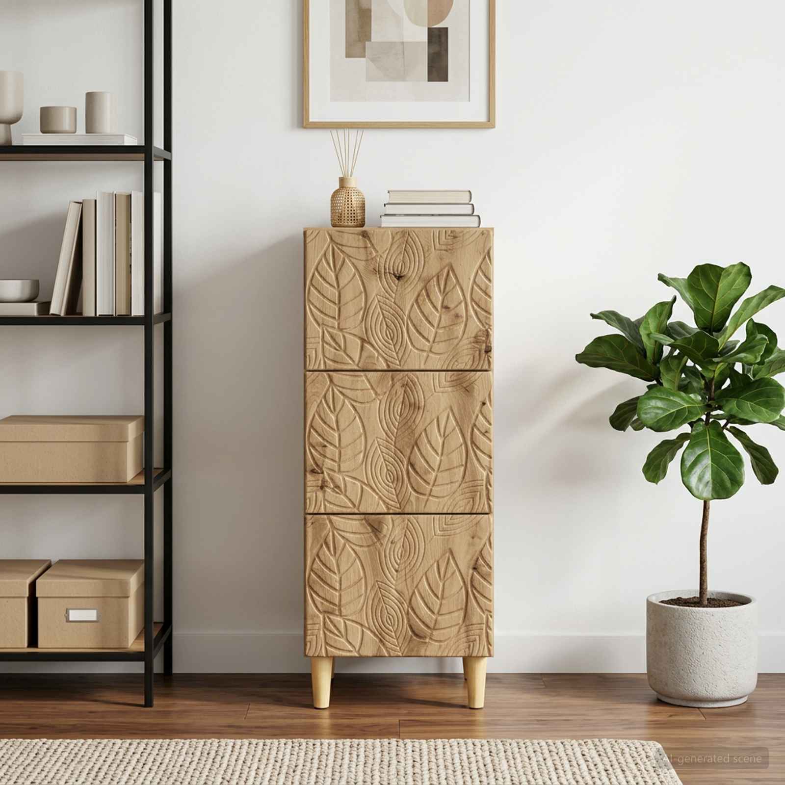 vidaXL Drawer Cabinet 33 x 34.5 x 90 cm Engineered Wood Artisan Oak 1
