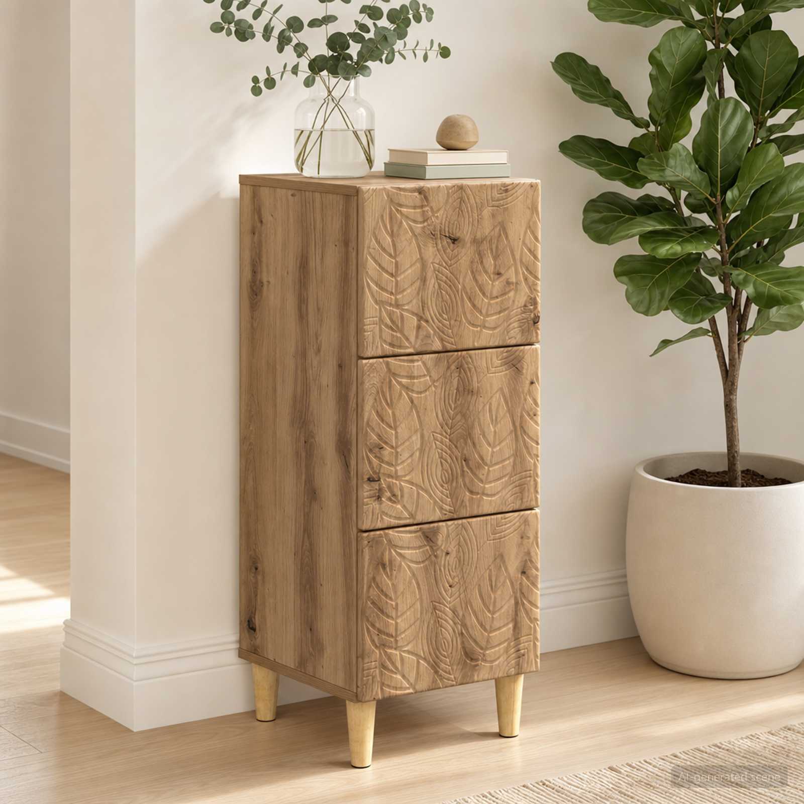 vidaXL Drawer Cabinet 33 x 34.5 x 90 cm Engineered Wood Artisan Oak 3