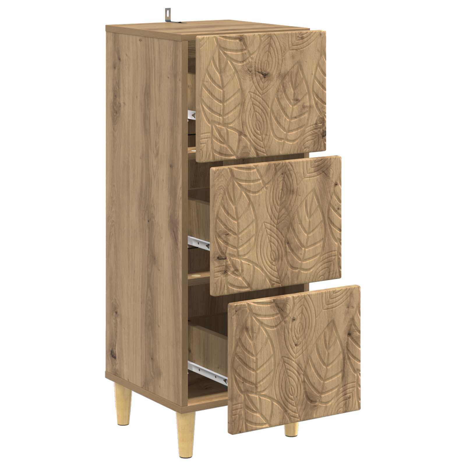 vidaXL Drawer Cabinet 33 x 34.5 x 90 cm Engineered Wood Artisan Oak 4