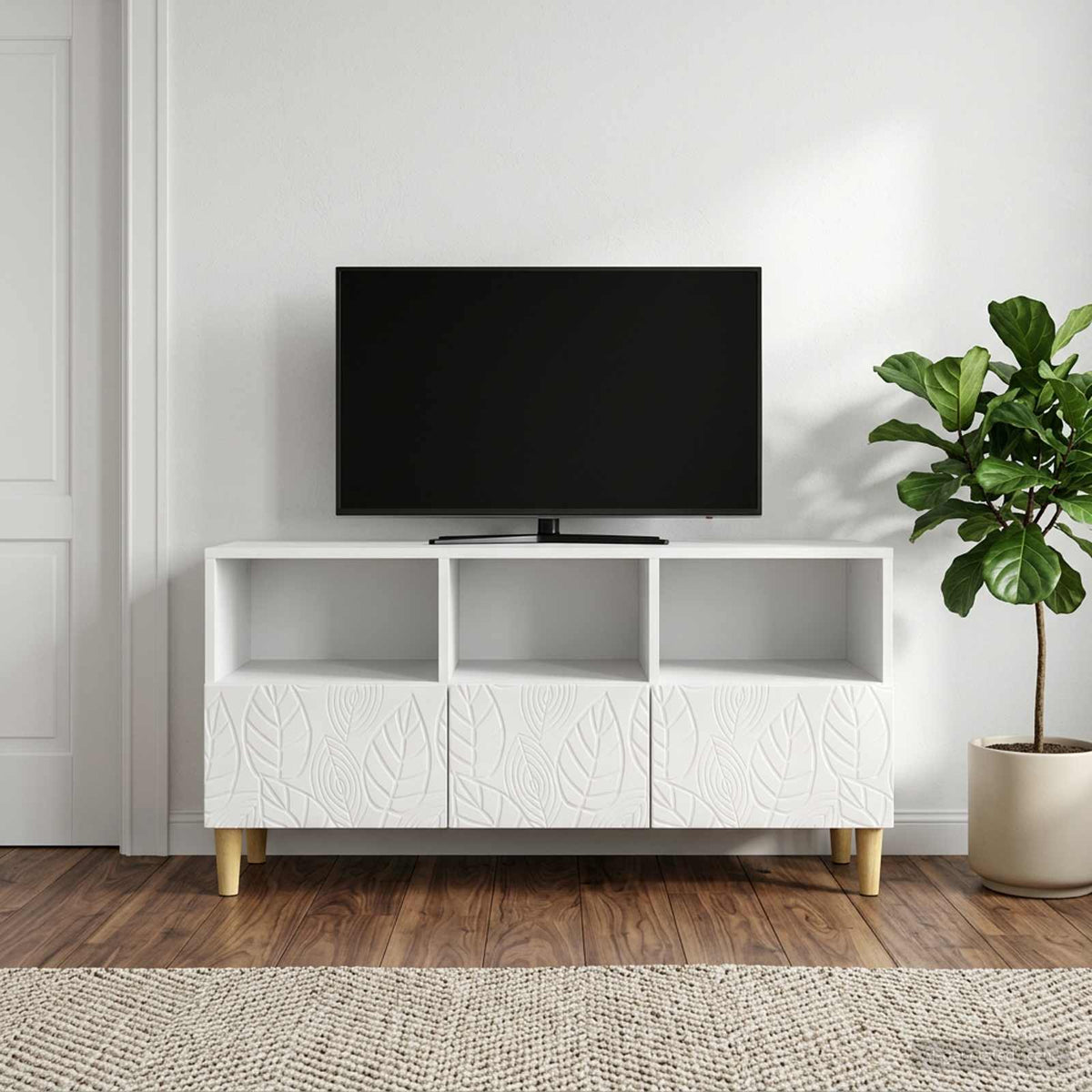 TV Cabinet 102 x 34.5 x 50 cm Engineered Wood High gloss white