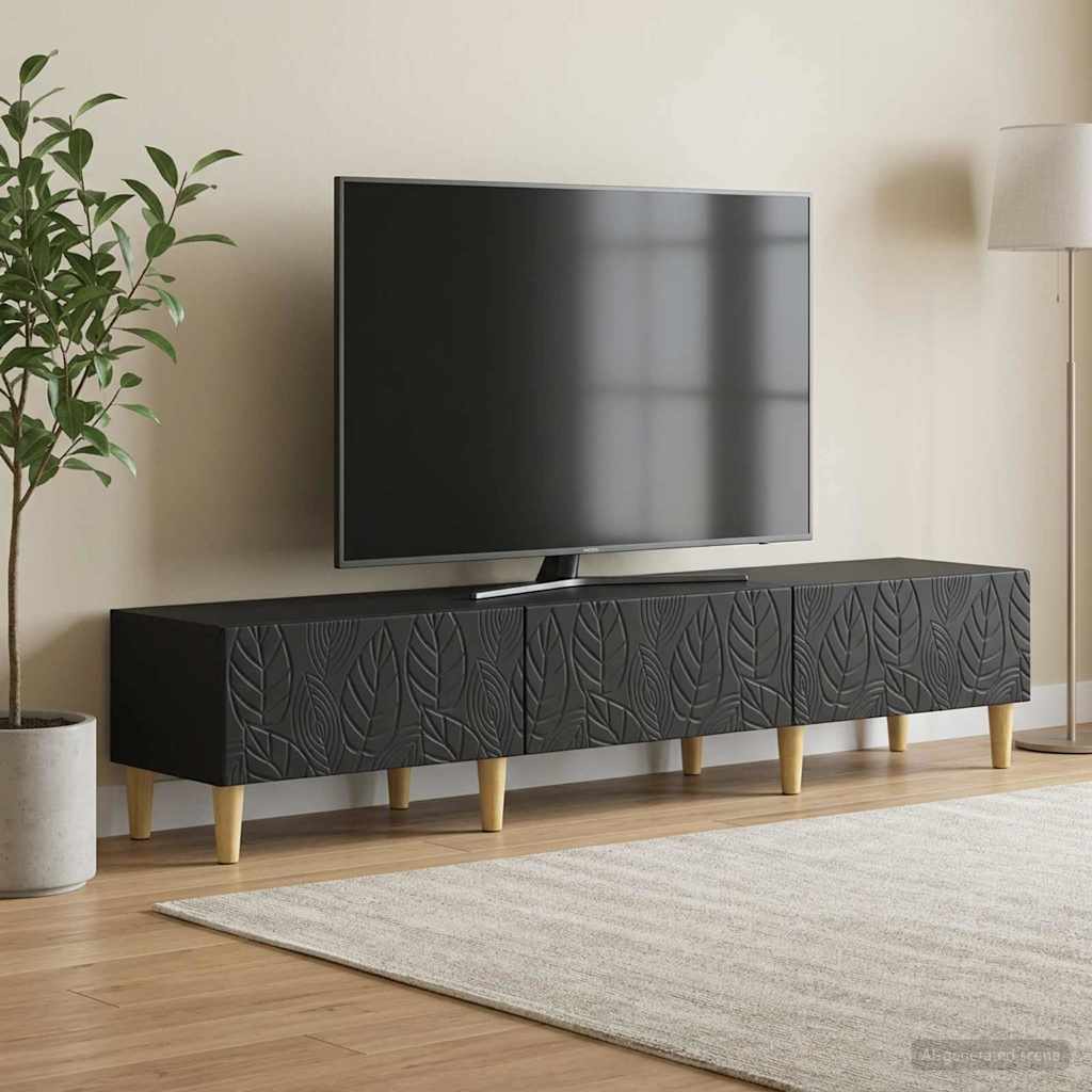 TV Cabinet 147 x 34.5 x 30 cm Engineered Wood Black