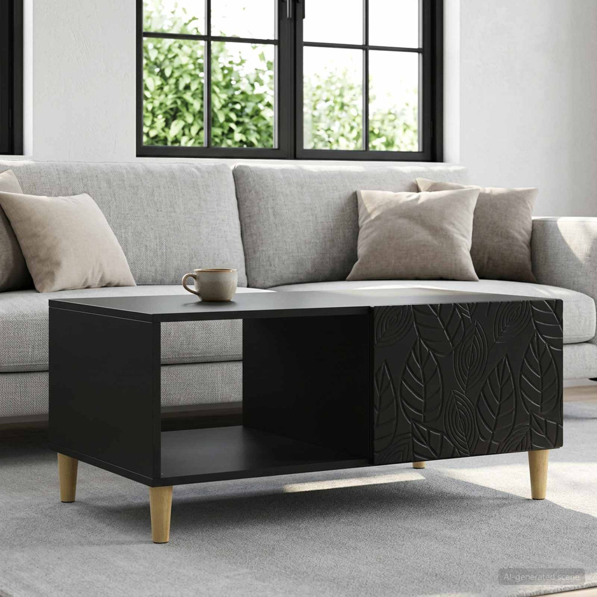 Coffee Table 90 x 50 x 40 cm Engineered Wood Black