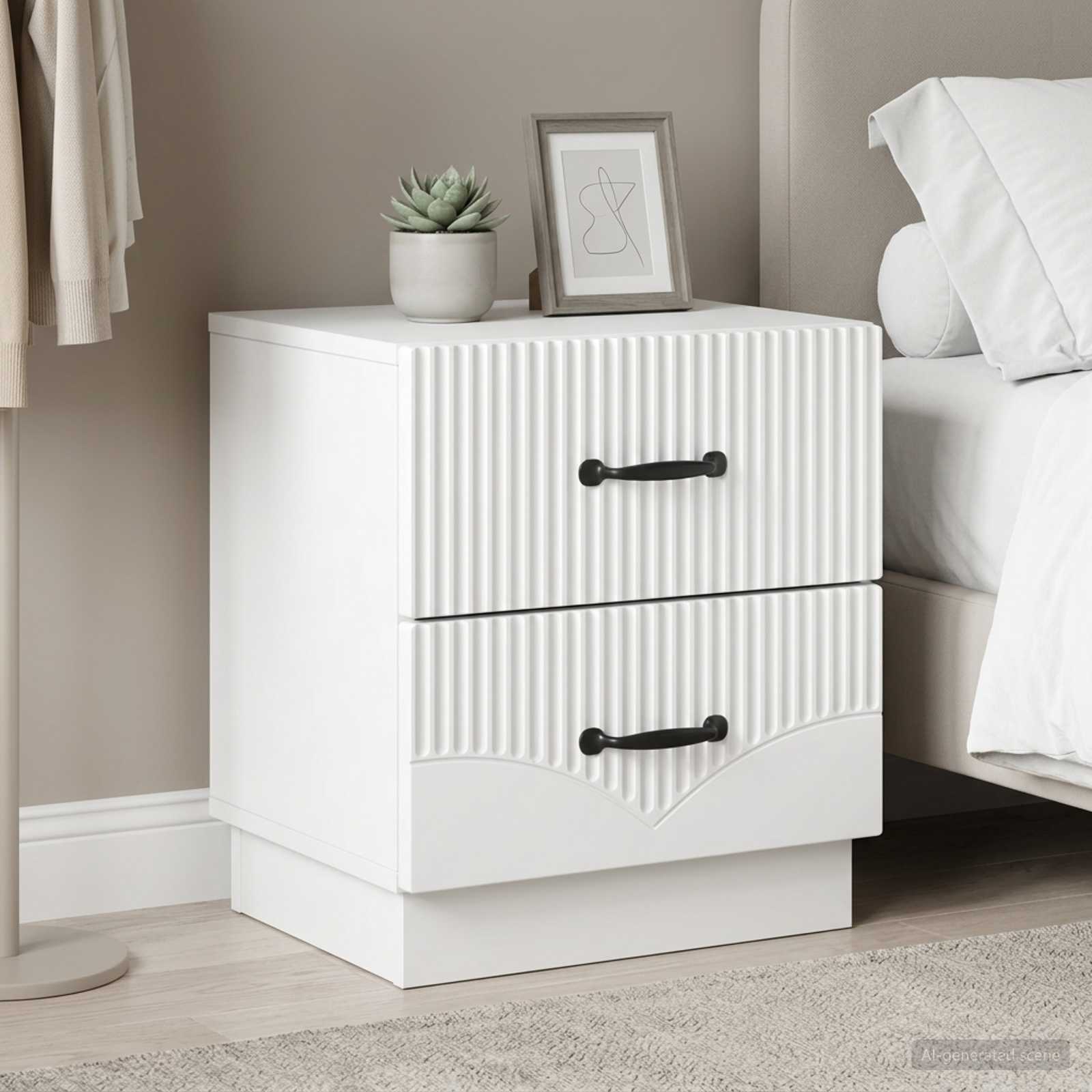 vidaXL Bedside Cabinet 2 pcs White 43 x 34.5 x 44.5 cm Engineered Wood 4